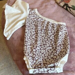 Floral Baby Onesie with Cream Accents